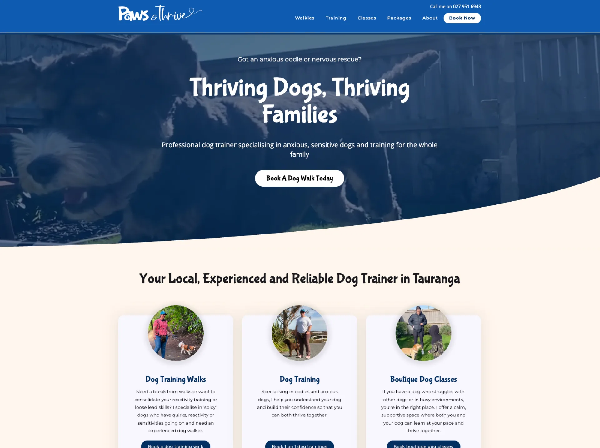 Paws and thrive website design by KBMedia