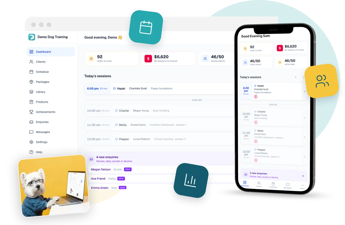 PupManager product screens